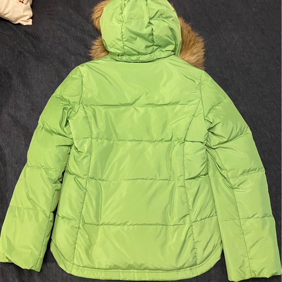 Green J. Crew Down Jacket with Fur Hood - Picture 2 of 6